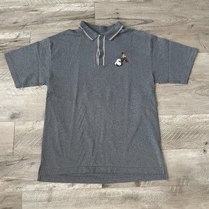 Vintage Warner Bros Studio Store Mens Gray Wile E. Coyote Polo T-Shirt Size M